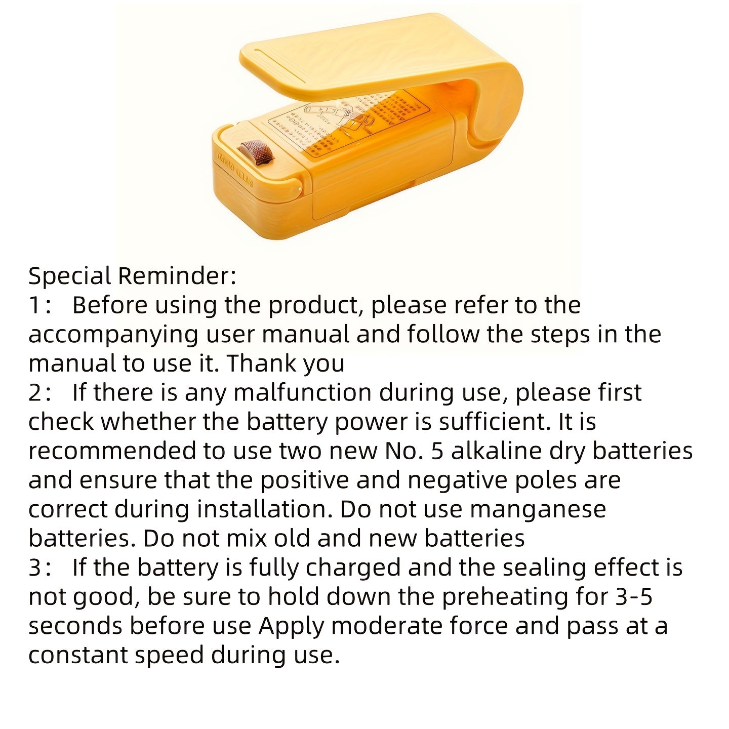 Uy uchun mo'ljallangan, kompaktdan qo'l bilan ishlash uchun snack sumkasi yopish, namlikka chidamli, batareyasiz