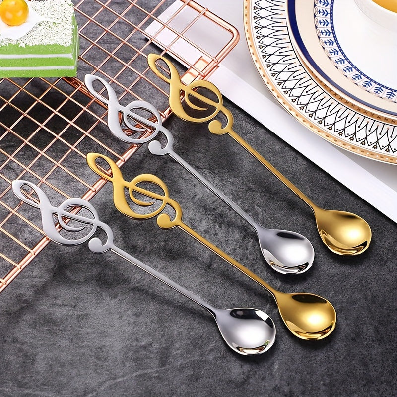 Stainless Steel Music Note Dessert Spoon for Coffee Tea Stirring, Durable, Easy to Clean