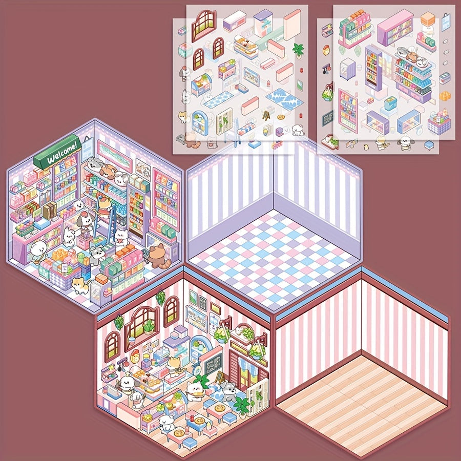 3D Наклейки для ландшафта хранения для миниатюрных сцен Маленький дом Журналинг DIY Облегчение стресса