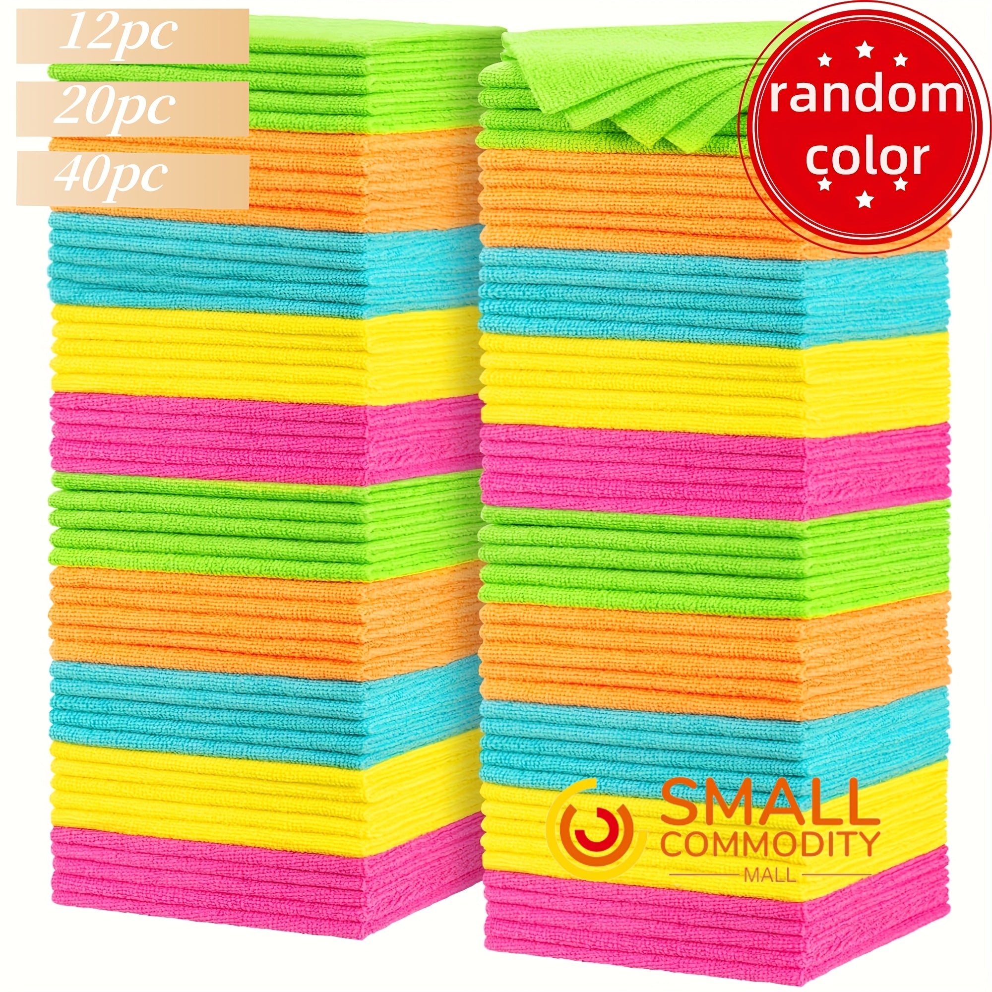 Microfiber Cleaning Cloths Set 40 Pieces Kitchen and Household Rags in Assorted Colors