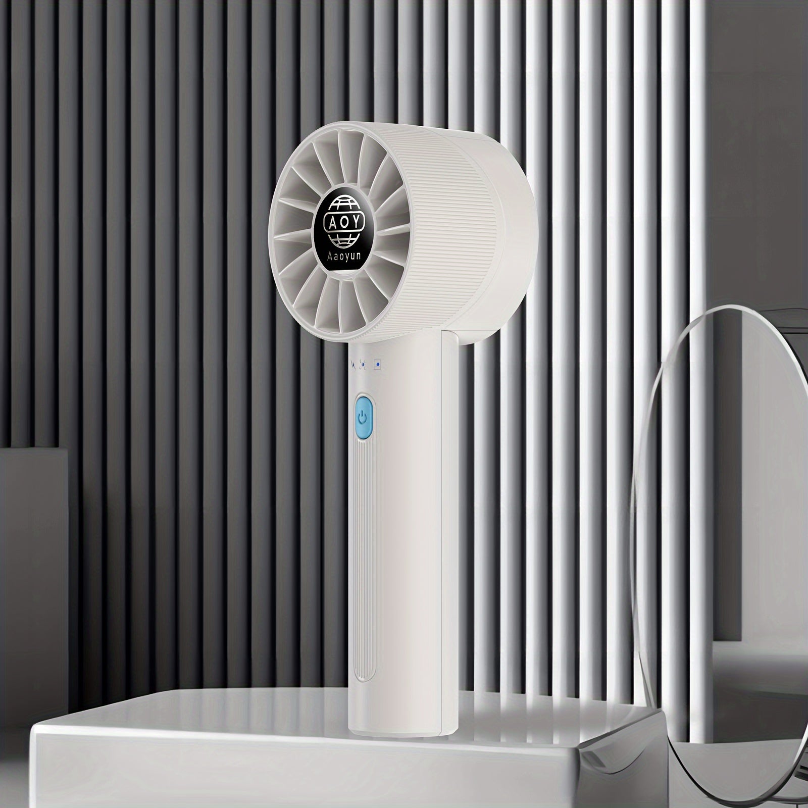 Rechargeable Mini Turbine Fan with USB Port, Portable Handheld Fan, 4 Speeds