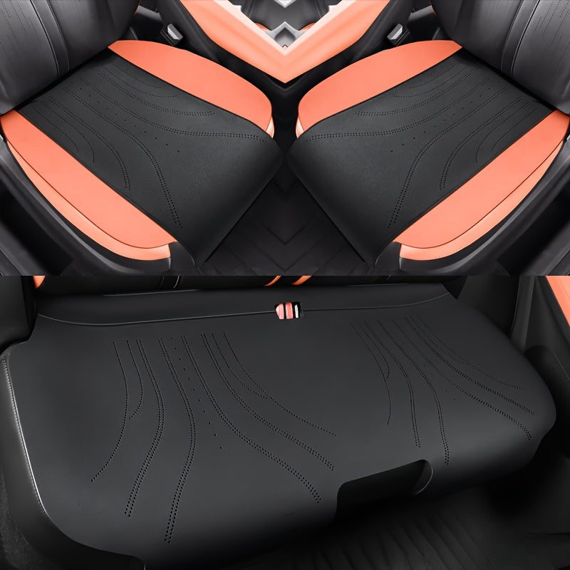 3Pc Synthetic Faux Leather Saddle Seat Cushions for Car All-Season Comfort
