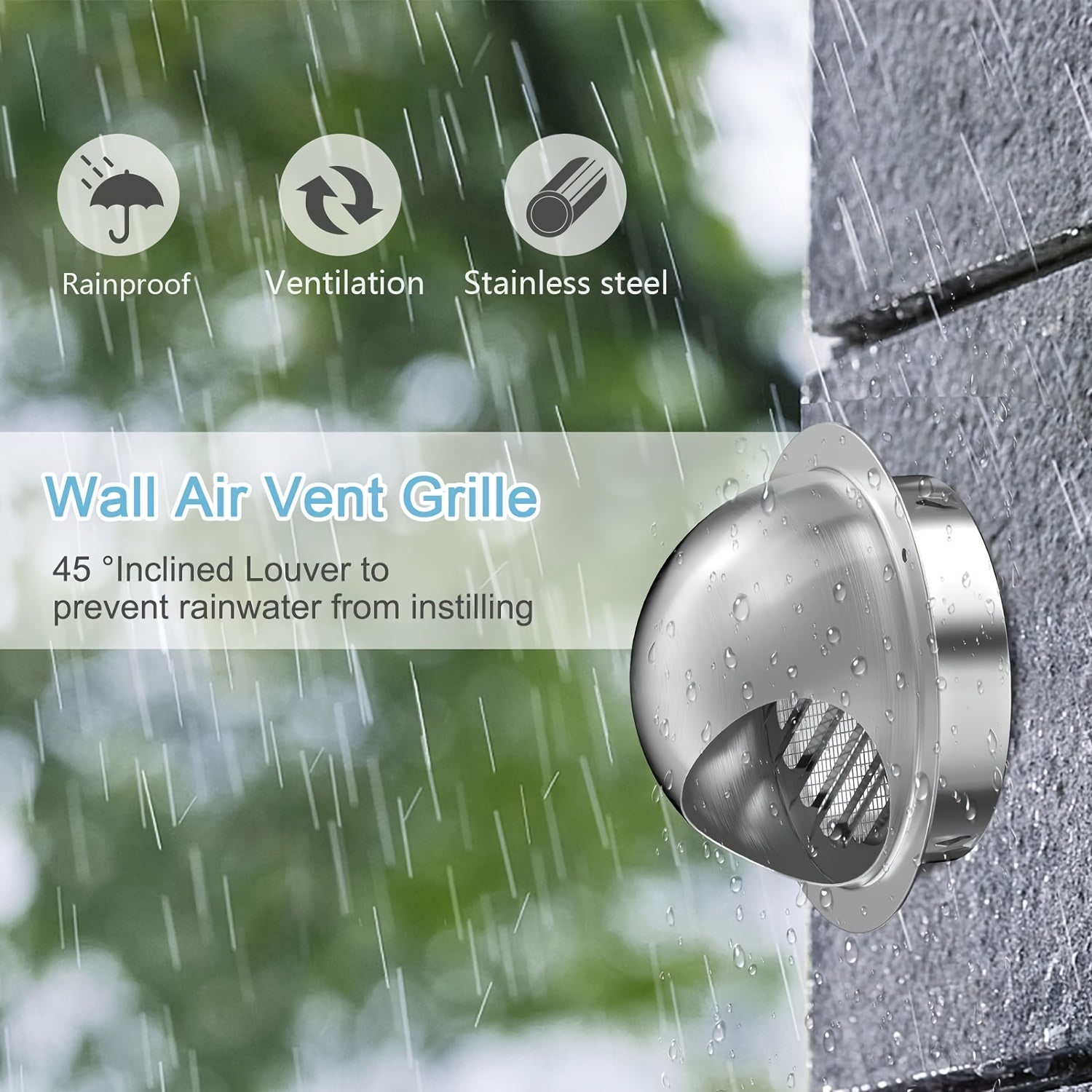 Aylana zanglamaydigan po'latdan yasalgan quritgich vent qopqog'i 10.16cm devorga o'rnatish uchun hammom ventilyatsiyasi