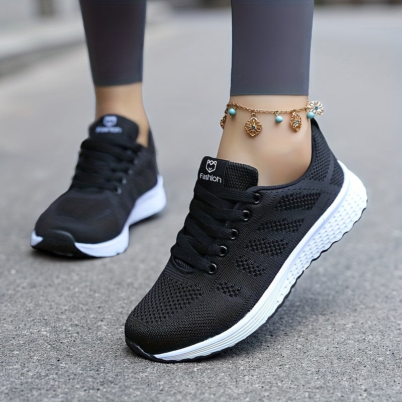 Women's Breathable Mesh Running Shoes Low-Top Sneakers Black Pink