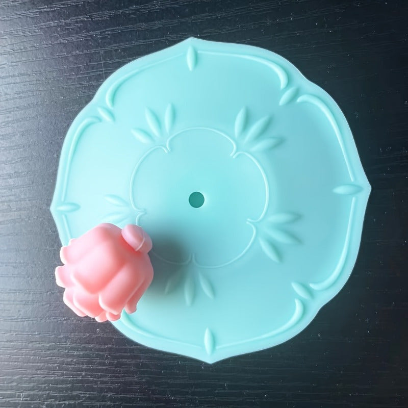 Silicone Cup Lid Set of 2 with Rose Flower Design Food-Grade Dust-Proof Odorless