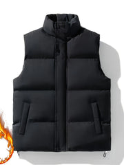 Men's Warm Puffer Vest with Pockets for Hiking Outdoor Fall Polyester Filled Regular Fit
