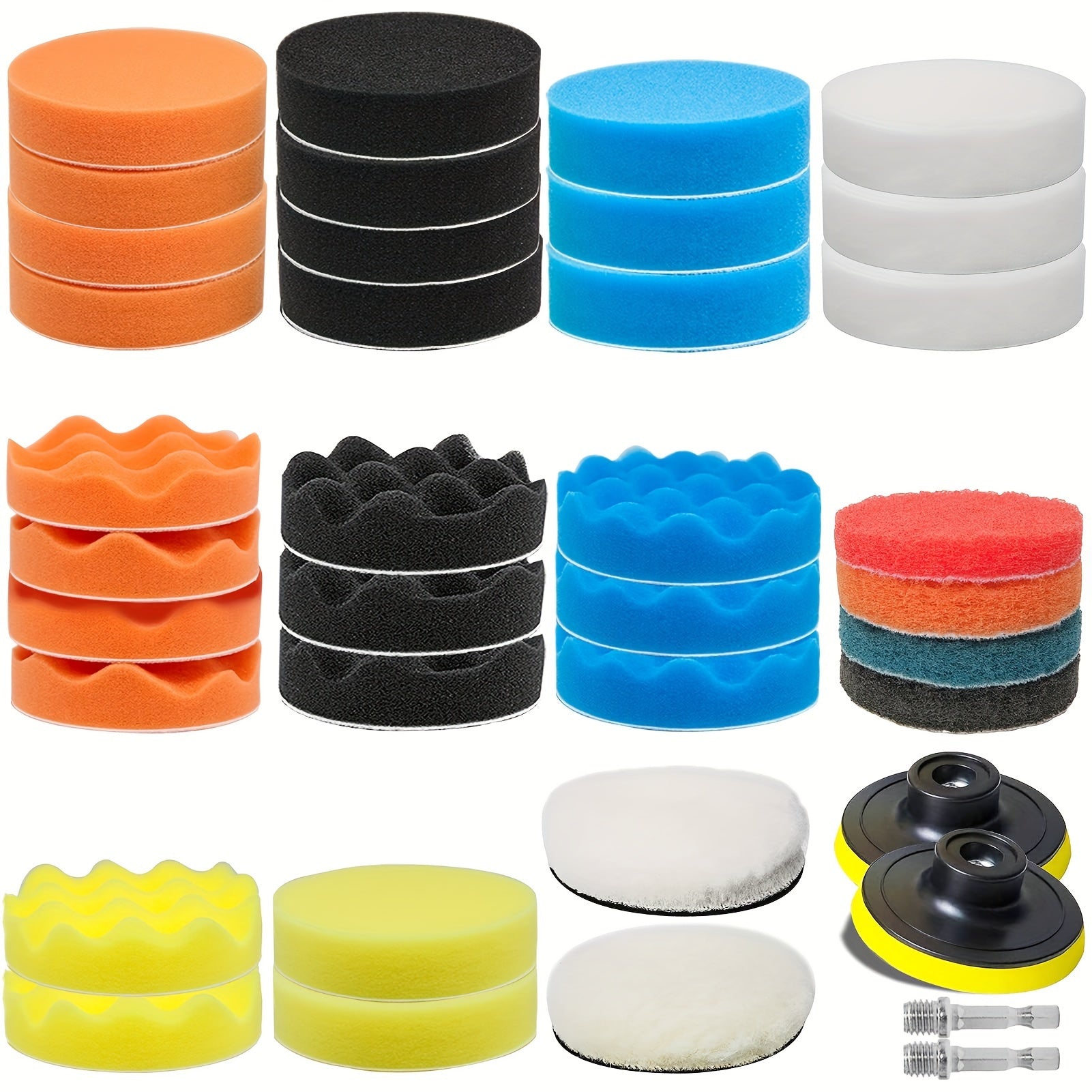 38pcs Car Foam Buffing Polishing Pads Kit Headlight Restoration Sponge Pads