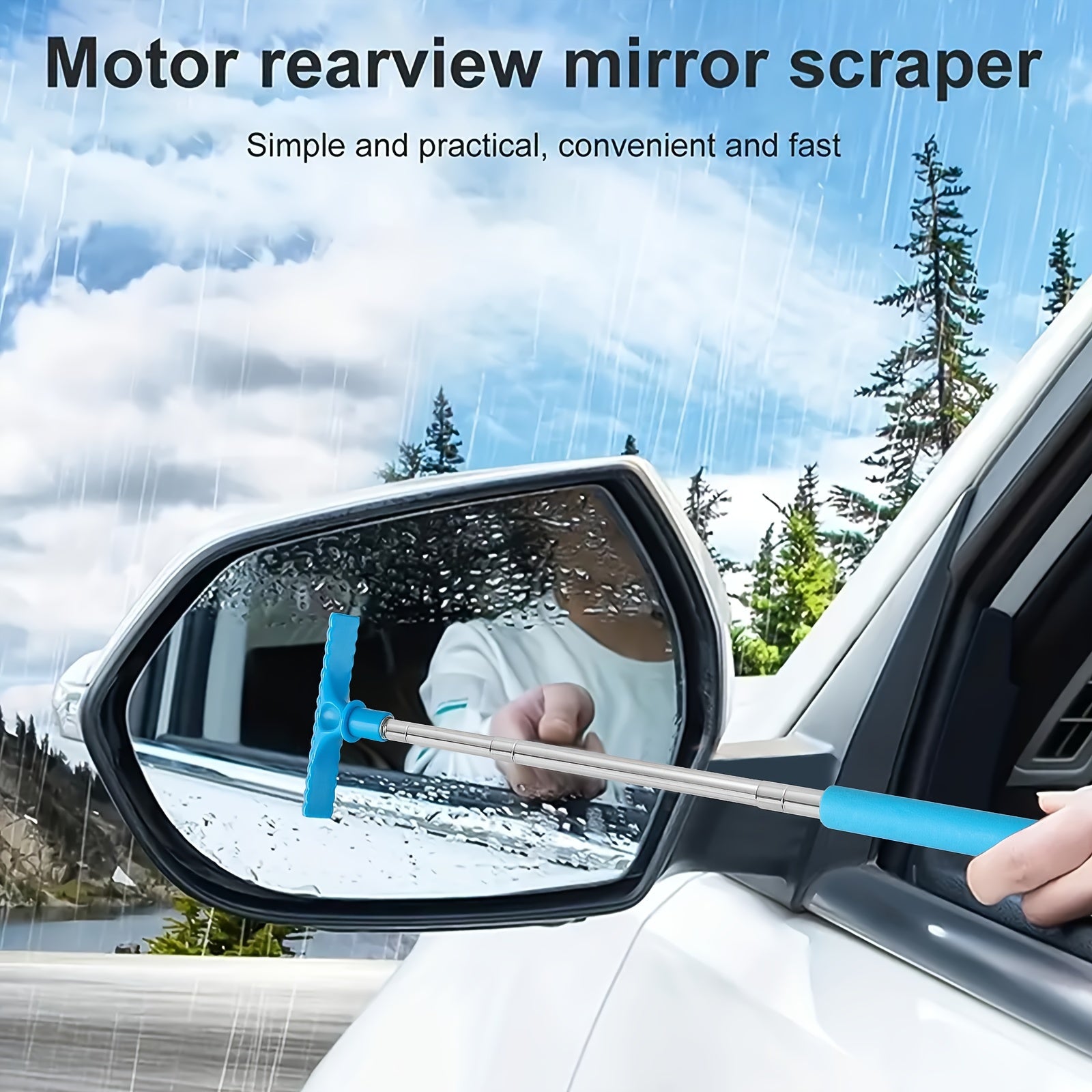 Portable Car Window Cleaner with Sponge Tip, Extendable Metal Handle