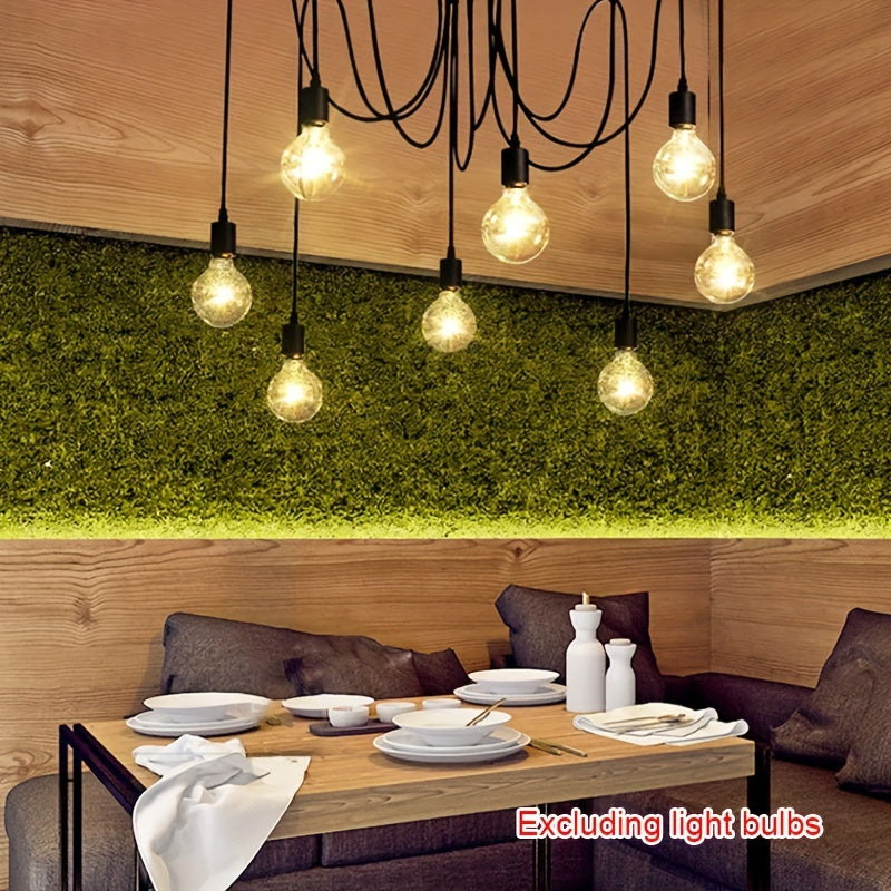 Sanoat uslubidagi ovqatlanish chandeli, sozlanadigan DIY yoritish va bir nechta boshlar bilan. Antik klassik shiftga osilgan o'rgimchak lampasi.