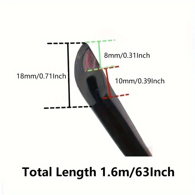 Car Windshield Seal Strip Synthetic Rubber Water-Resistant Adhesive Trim 1.6m