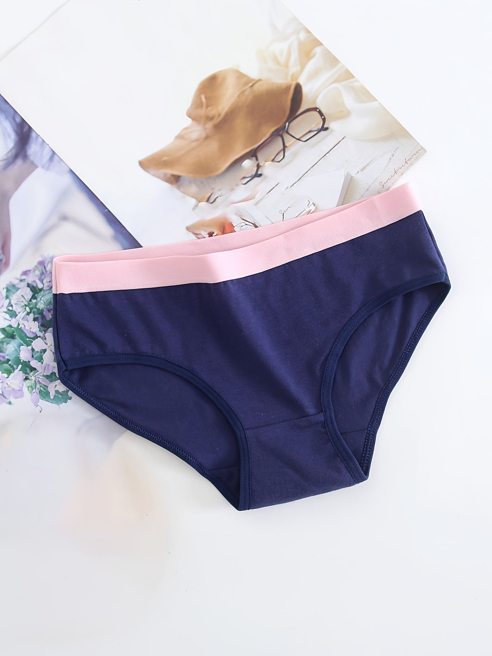 Conjunto de 5 braguitas de algodón para mujer con estampado de dibujos animados, de tiro medio