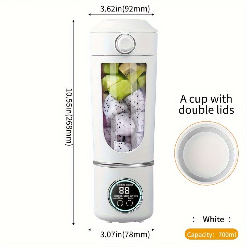 Portable USB Rechargeable Blender 23.67oz for Smoothies and Milkshakes with Digital Display and 12 Blades