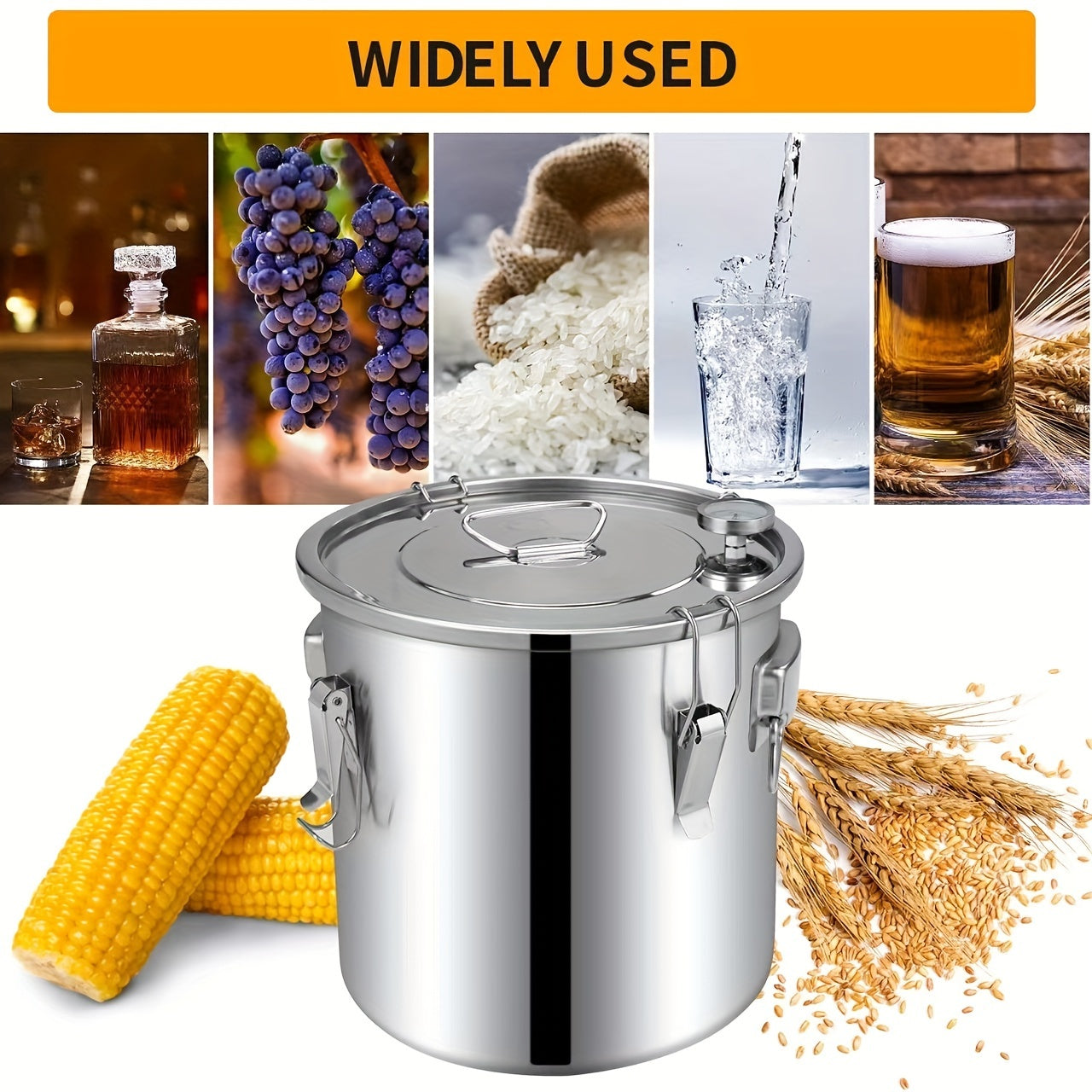 Stainless Steel Alcohol Still with Copper Tube 11.36L Home Brewing Kit for Whiskey Wine Brandy