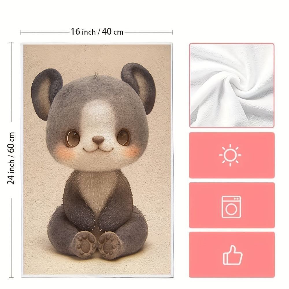 Pair of 2 Ultra-Soft Animal Plush Kitchen Towels 40x60cm Absorbent