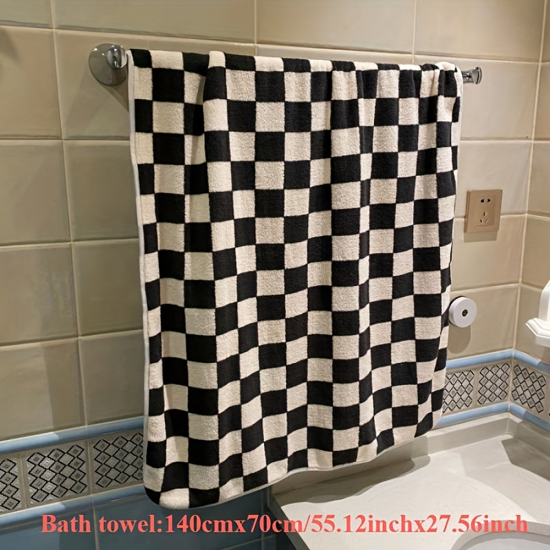 Checkerboard Pattern Soft Face Towel Absorbent and Comfortable for Bathroom Gym Kitchen