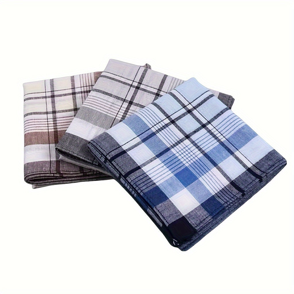 Set of 3 Soft Cotton Elderly Men's and Women's Handkerchiefs for Sweat Wiping