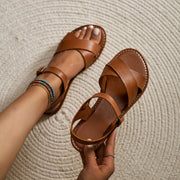 Women's Casual Lightweight Flat Sandals Open Toe Faux Cover Ankle Strap