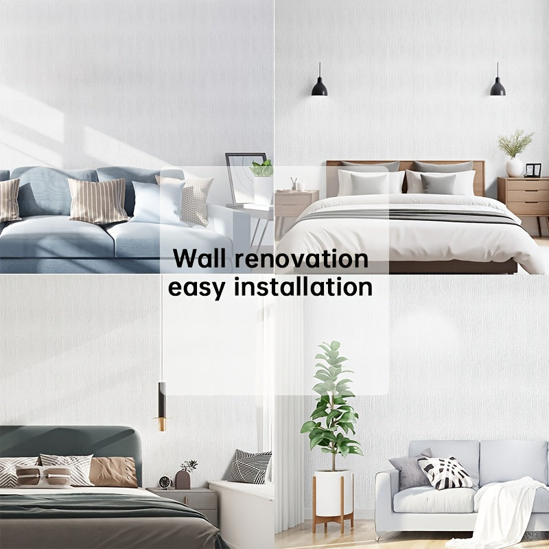 5-Pack White Thermal Insulation Linen Self-Adhesive Wallpaper Vinyl Textured Brick Stone Wood