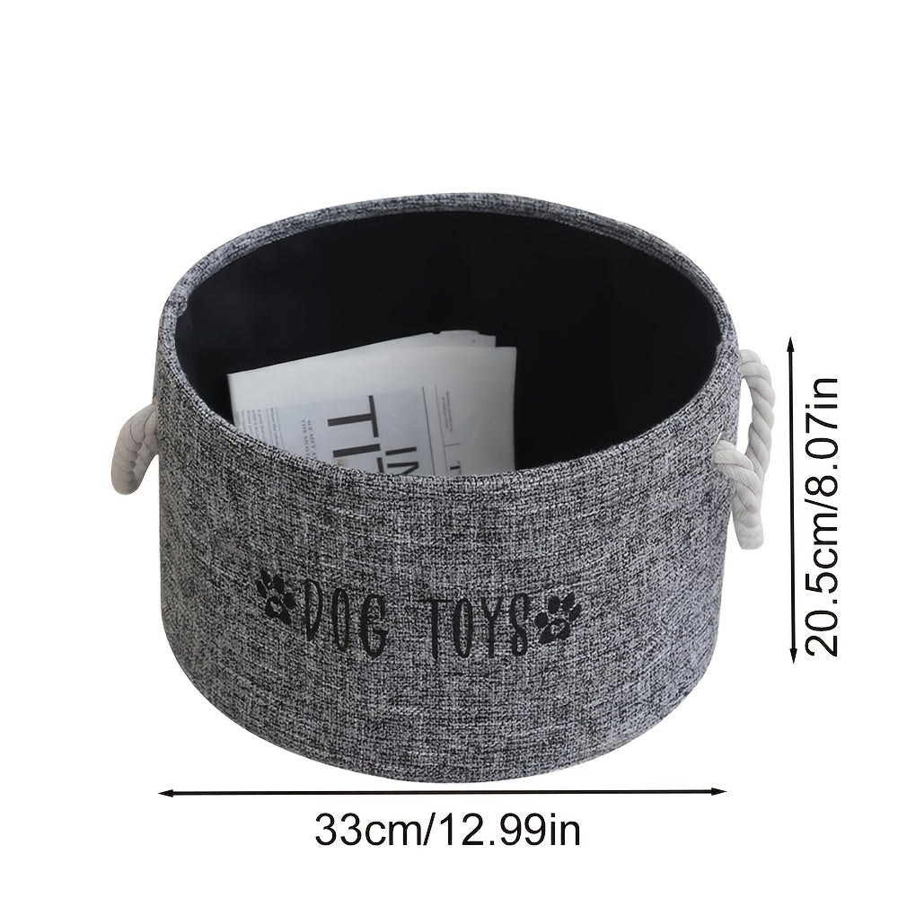 Большая круглая корзина-органайзер для хранения игрушек для собак из холста для аксессуаров питомца