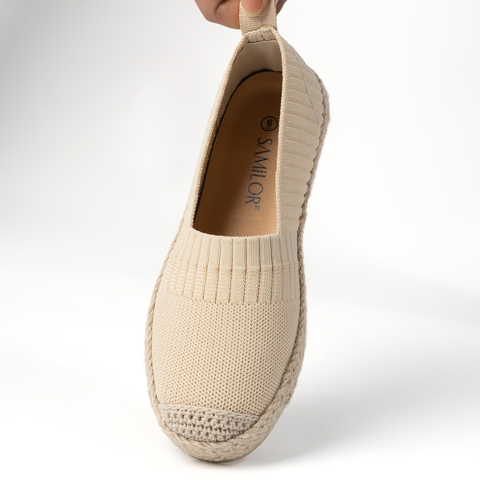 Women’s Linen Flats Breathable Knit Mary Jane Shoes for Travel and Everyday