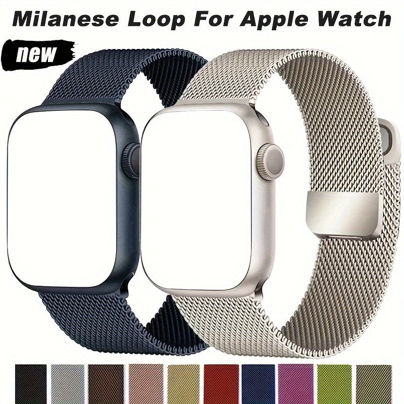 Unisex Stainless Steel Mesh Loop Magnetic Clasp Watch Band for Apple Watch Series 1-9 Ultra 2 SE 38mm 40mm 41mm 42mm 44mm 45mm 49mm