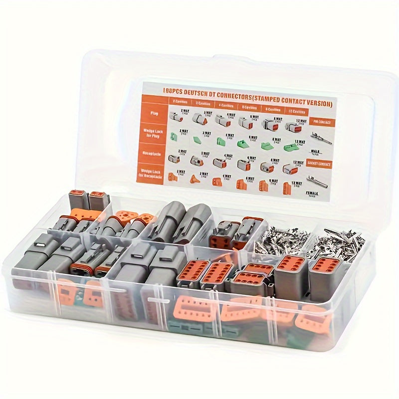 Kit de conectores de cables impermeables de 188 piezas para automoción con enchufe sellado y pines