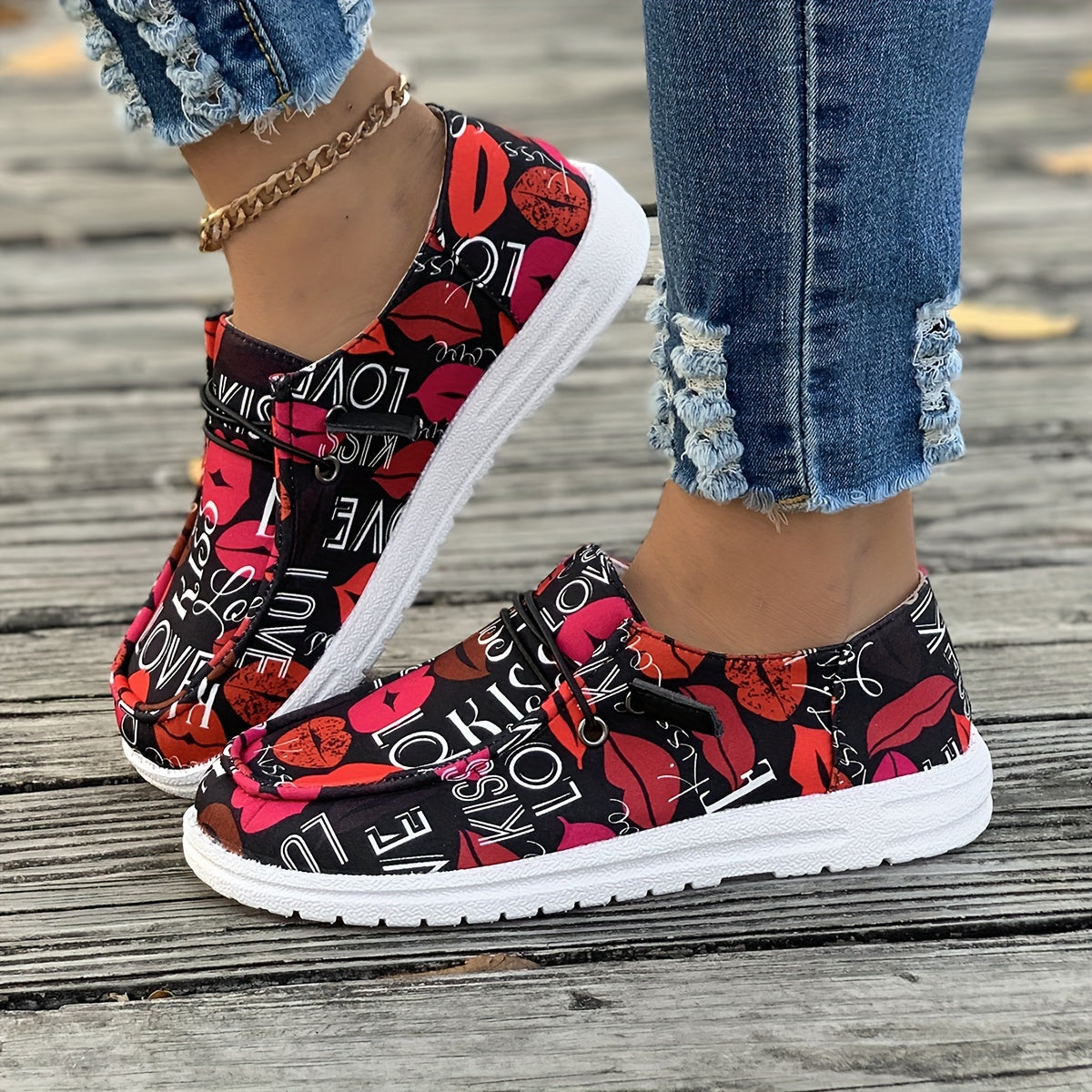 Women's Casual Flat Bottom Sports Shoes Black Comfortable Sneakers