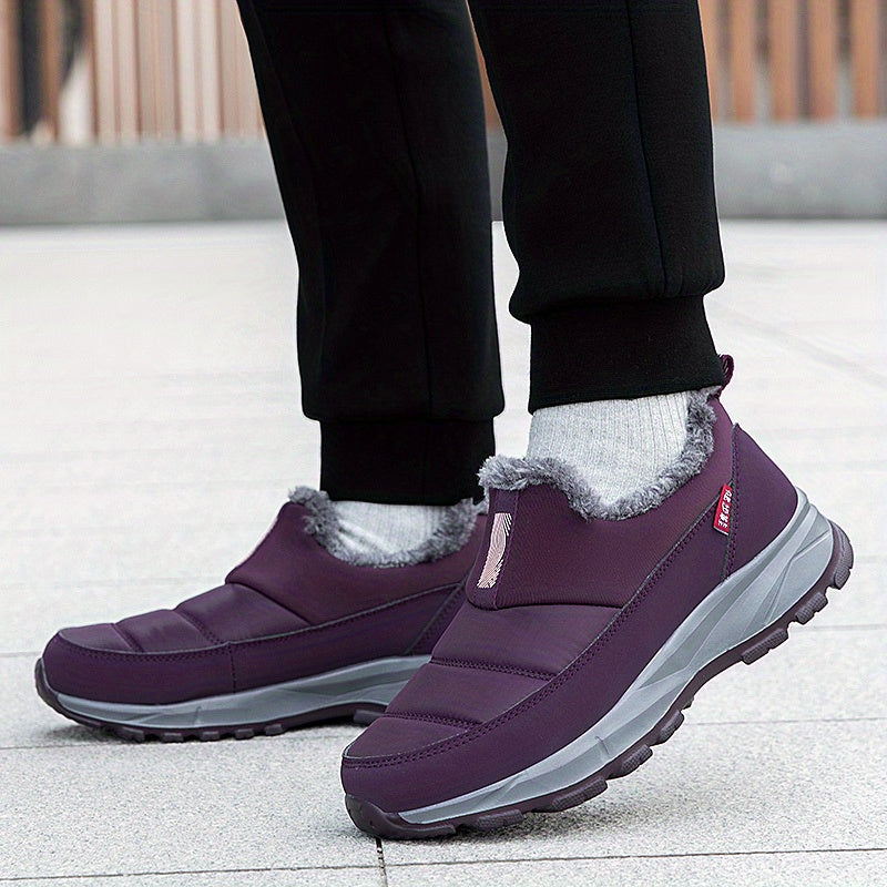 Women's Slip-On Winter Shoes Non-Slip Cushioned Burgundy Indoor Outdoor