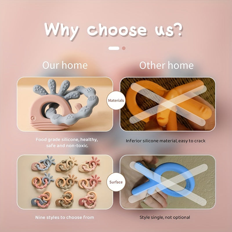 Baby Teething Toy Chewable Whale-Shaped Soothing Toy for Babies 0-3 Years