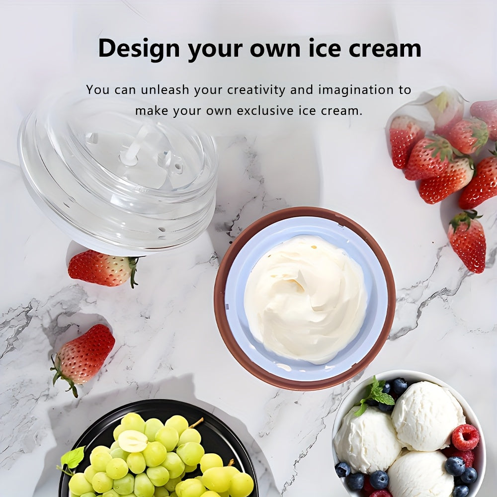 Mini Electric Ice Cream Maker Stainless Steel Bowl USB Power Frozen Treats