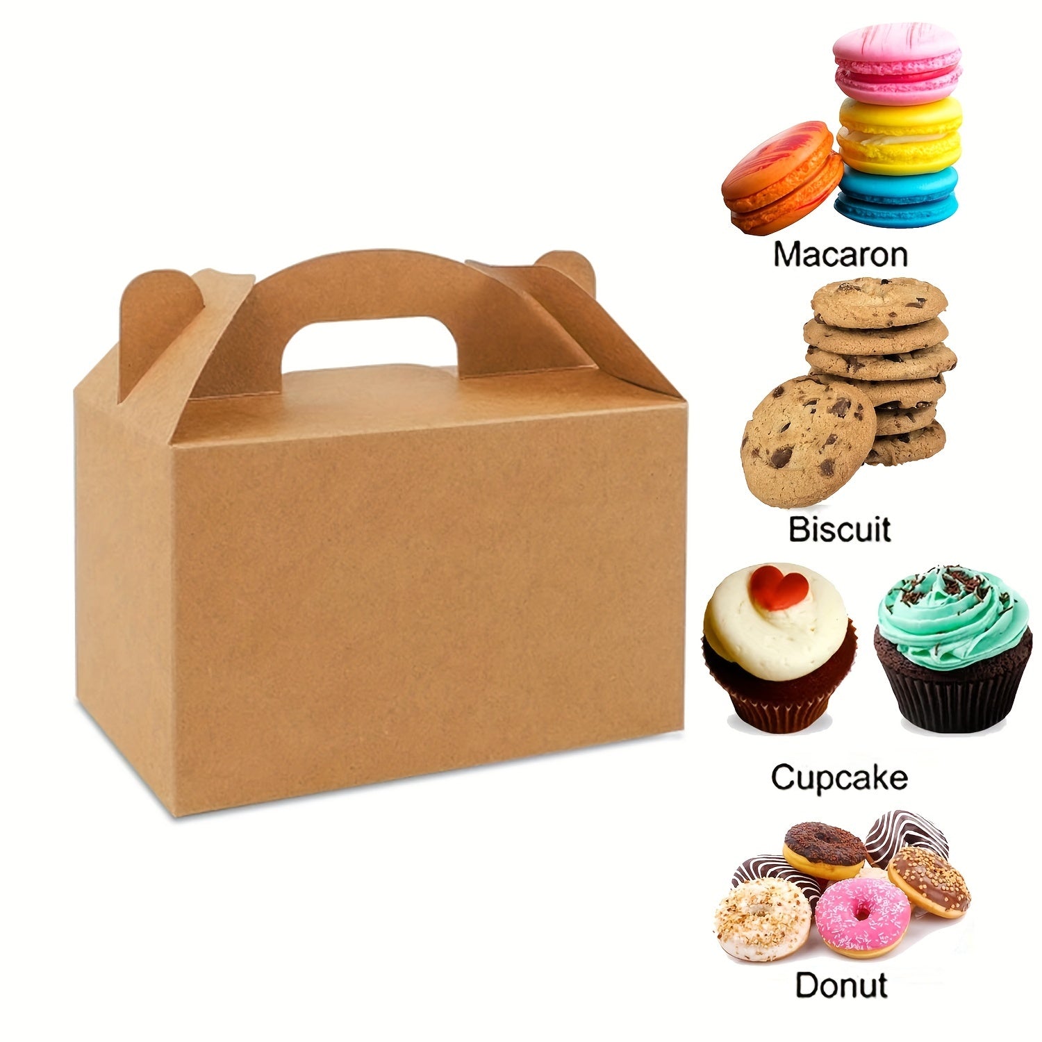 Set of 12 Kraft Paper Cake Boxes 15.24cmx8.89cm for Bakery Pastries and Party Favors
