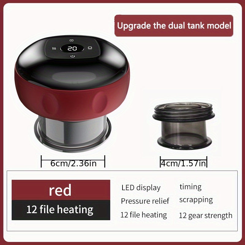 Ikkita qizdirish, qirqish va nafas terapiyasi uchun 6/12 darajadagi elektr massaj asbobi.