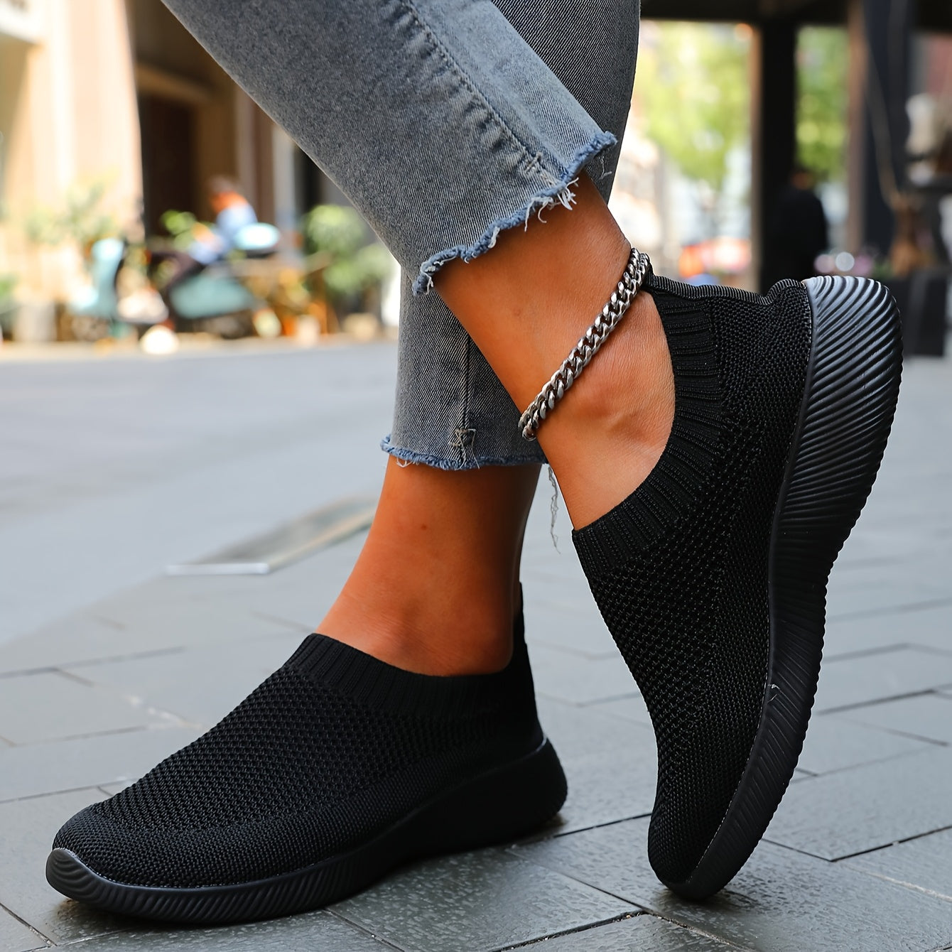 Women’s Breathable Knit Slip-On Sneakers Lightweight EVA All-Season Casual Shoes