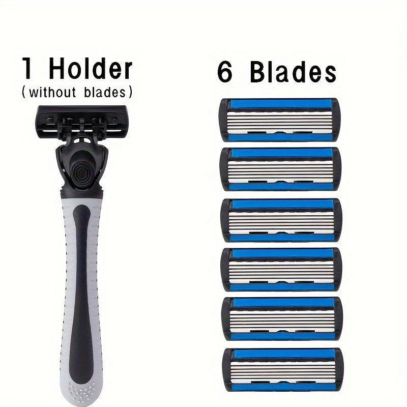 Men's Safety Razor Set with Handle and 6 Stainless Steel Blades