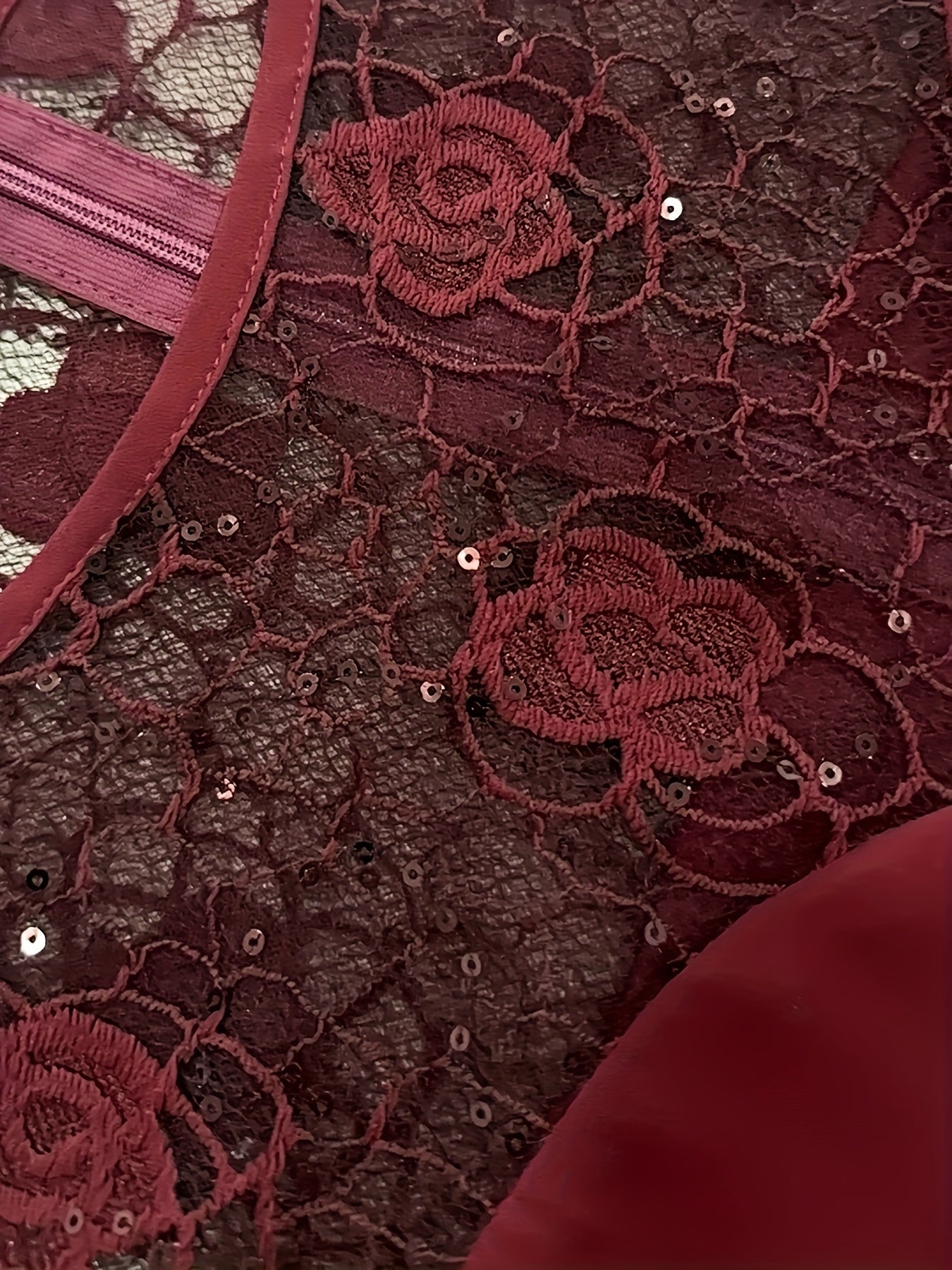 Plus Size Ladies Lace Panel Crewneck Dress Comfortable Elegant Evening Wear