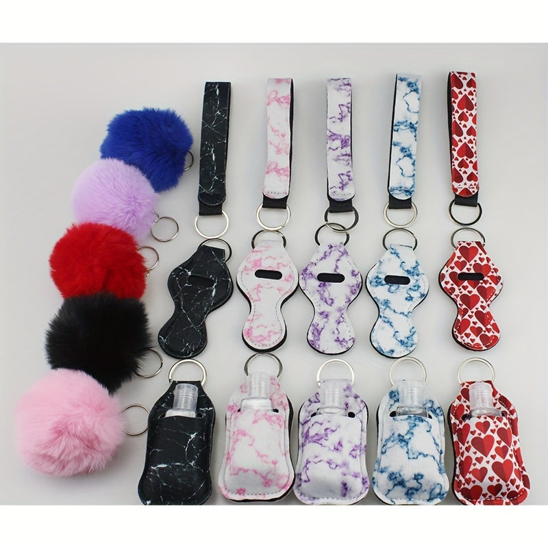25-Piece Lipstick Holder Keychain Set with Sanitizer Bottle Bag and Rope