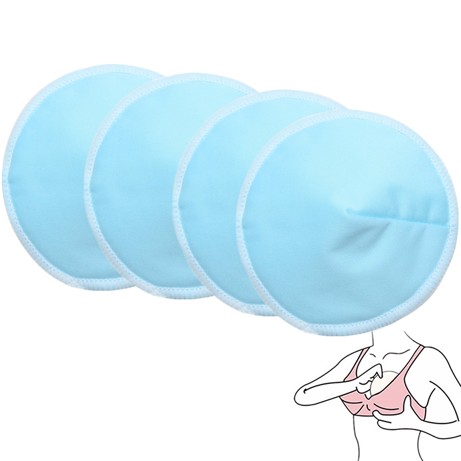 Organic Bamboo Nursing Pads Reusable Waterproof 4 Pack for Breastfeeding Menstrual Care