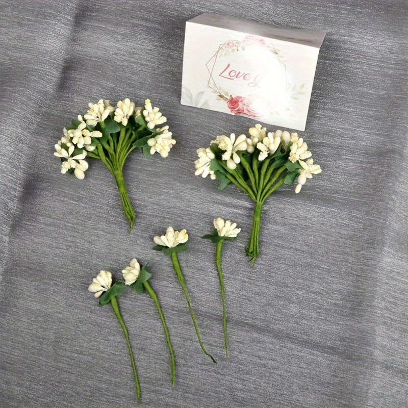 Artificial Pearl Flowers with Foam Fruits for Gift Boxes, Wreaths, Vase Decor