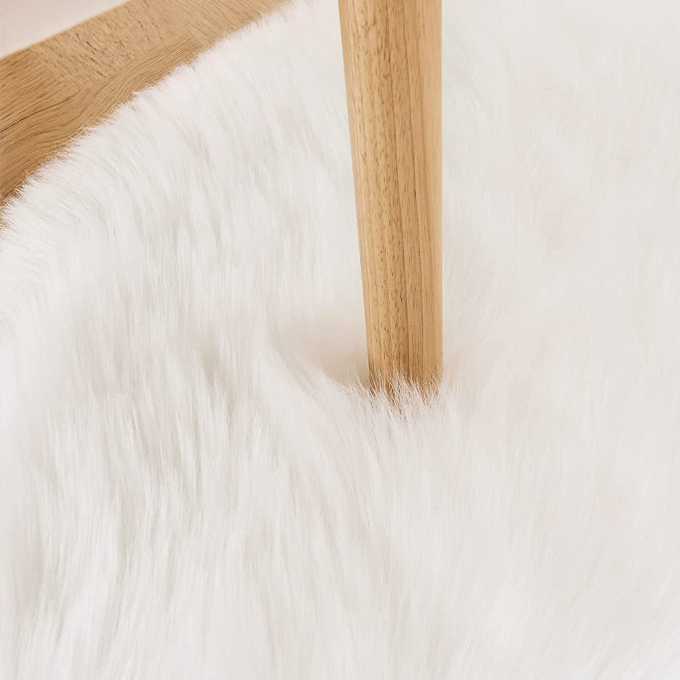 Cubierta de asiento de silla de piel sintética blanca con peluche, alfombra mullida para dormitorio y sala de estar, alfombra shaggy