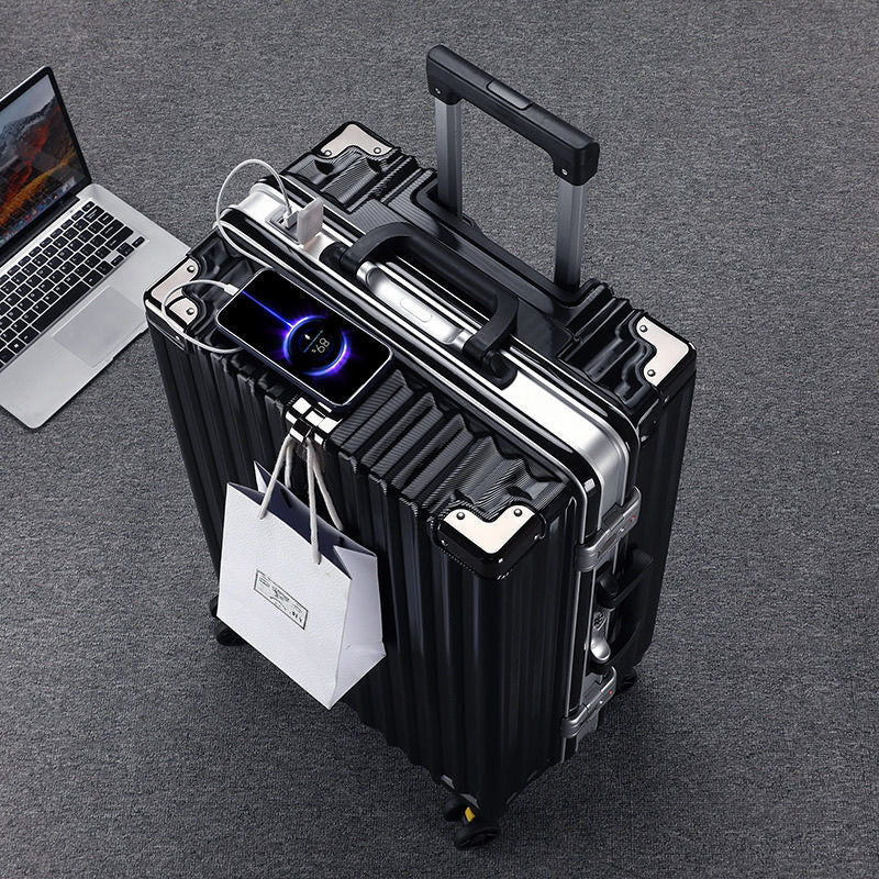 20-Inch Aluminum Frame Spinner Luggage with Password Lock for Men and Women