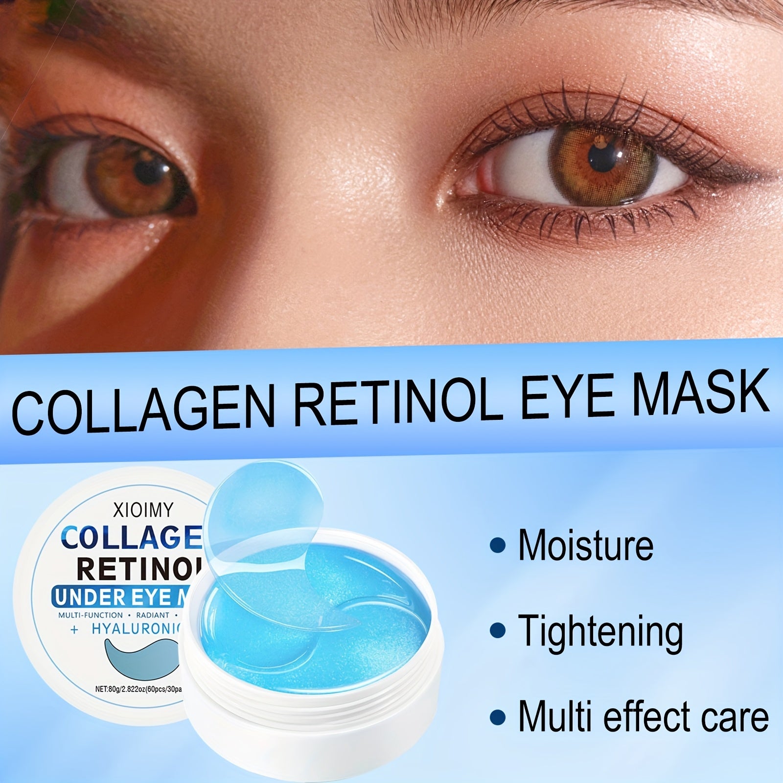 60pcs Collagen Retinol Hydrogel Eye Masks for Moisturizing Firming and Smoothing