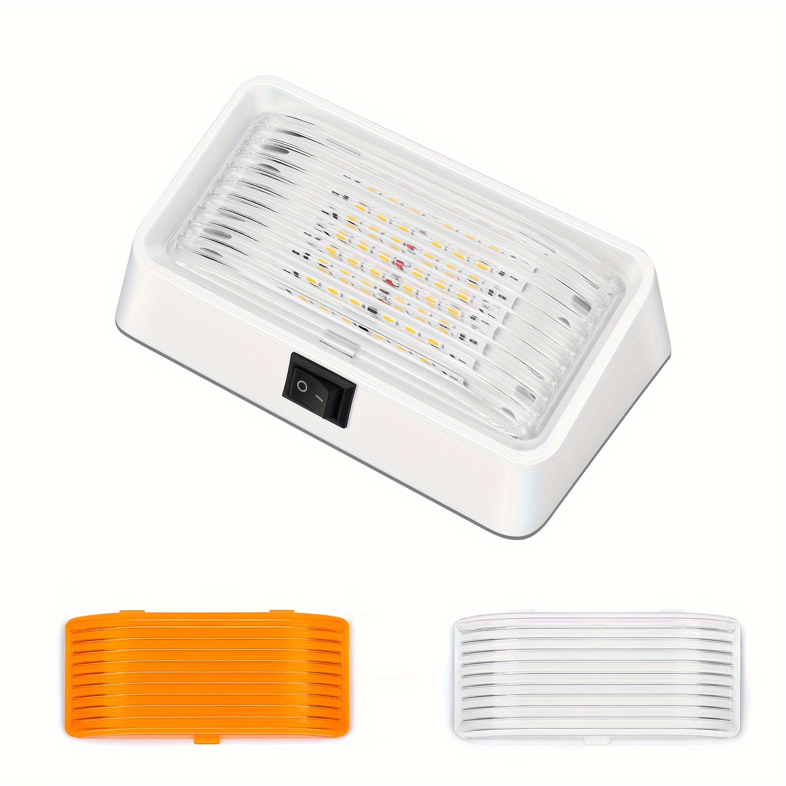 RV Exterior Light Strip Switch 12V 320 Lumens White Base Amber Lens