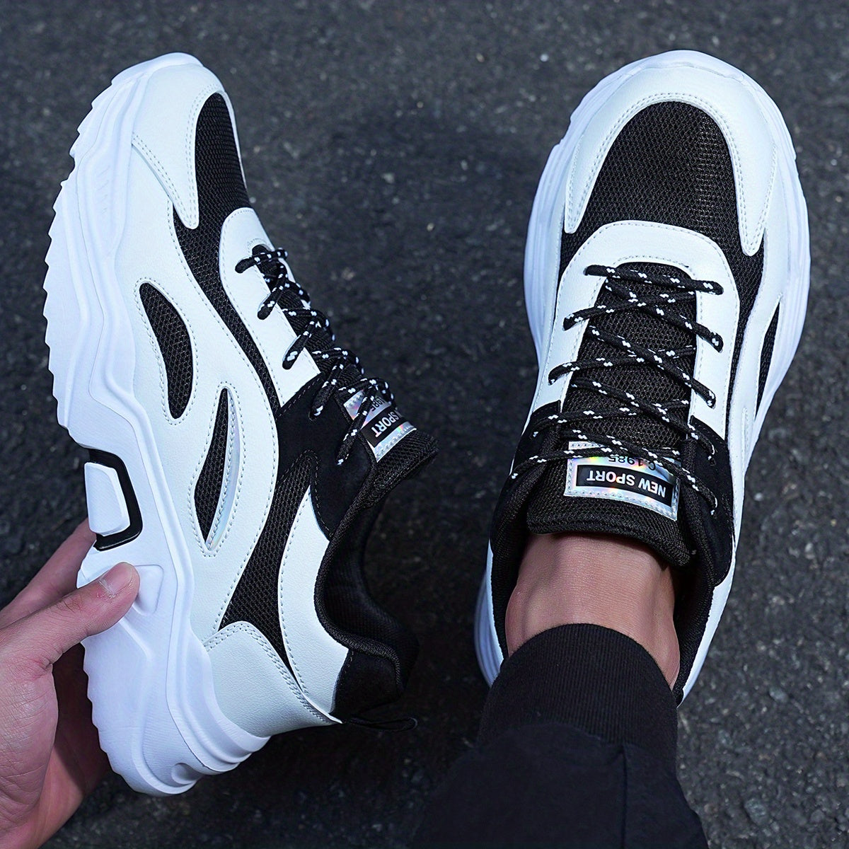 Черно-белые сетчатые кроссовки Panda для мужчин, дышащие повседневные уличные кроссовки