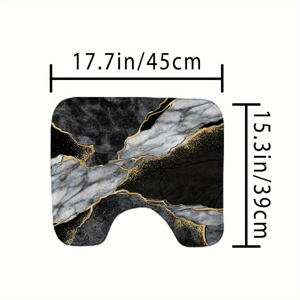 Marble Texture Shower Curtain Set with Black White Gold Crack Pattern Includes Hooks Bathroom Accessories