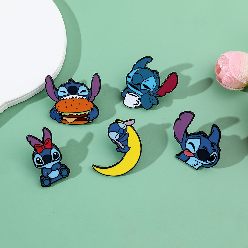 Set of 8 Cartoon Animal Enamel Pins for Backpacks and Clothing Cute Brooch Badges for Gifts