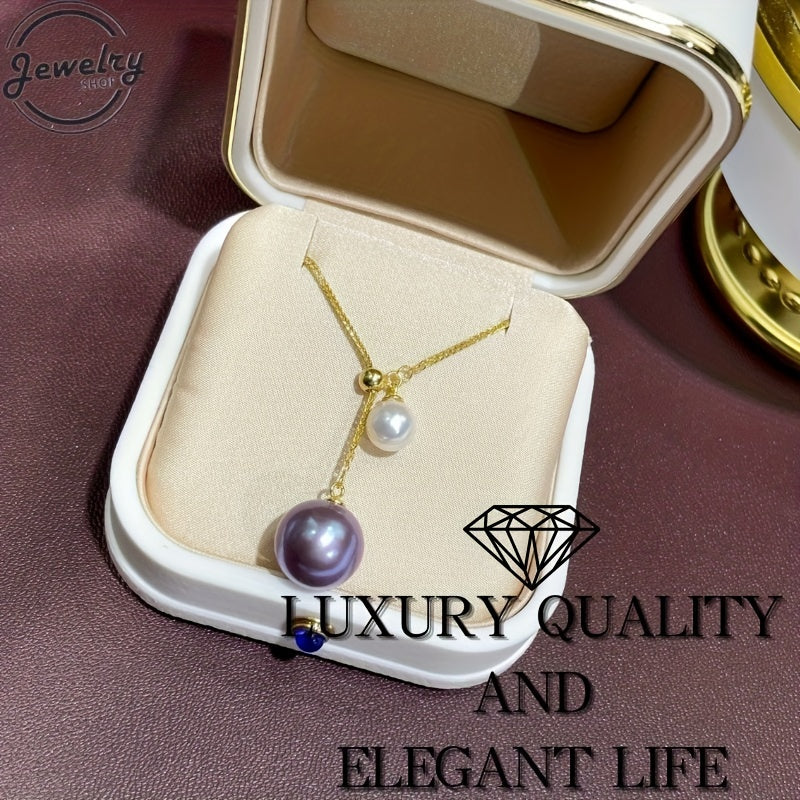 Freshwater Pearl Necklace Dual Bead 11-12mm Elegant Jewelry for Women