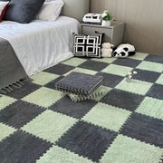 Set of 30 Braided Flannel Area Rugs Square Mats Low Pile Floor Tiles for Bedroom Living Room