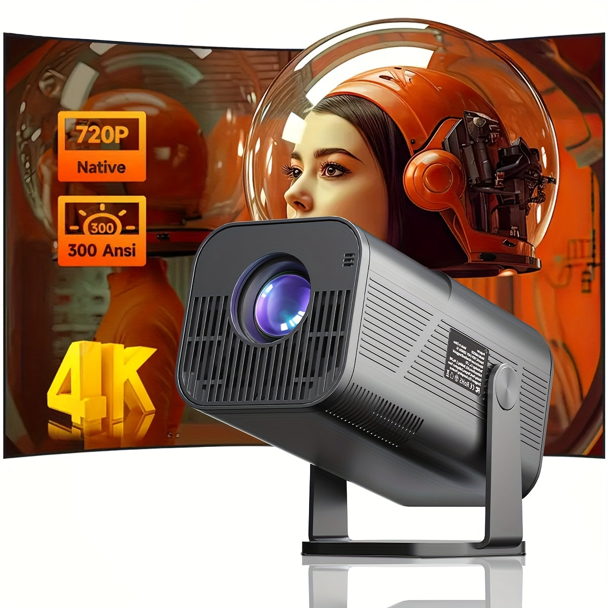 High-Definition 4K WiFi LED Projector for Indoor Outdoor Gaming Camping