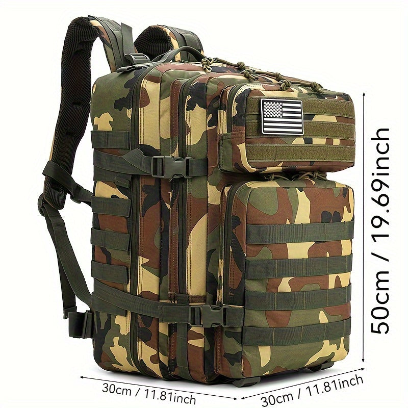 45L Tactical Backpack Water-Resistant Oxford Camo MOLLE for Hunting Camping Hiking Men Women