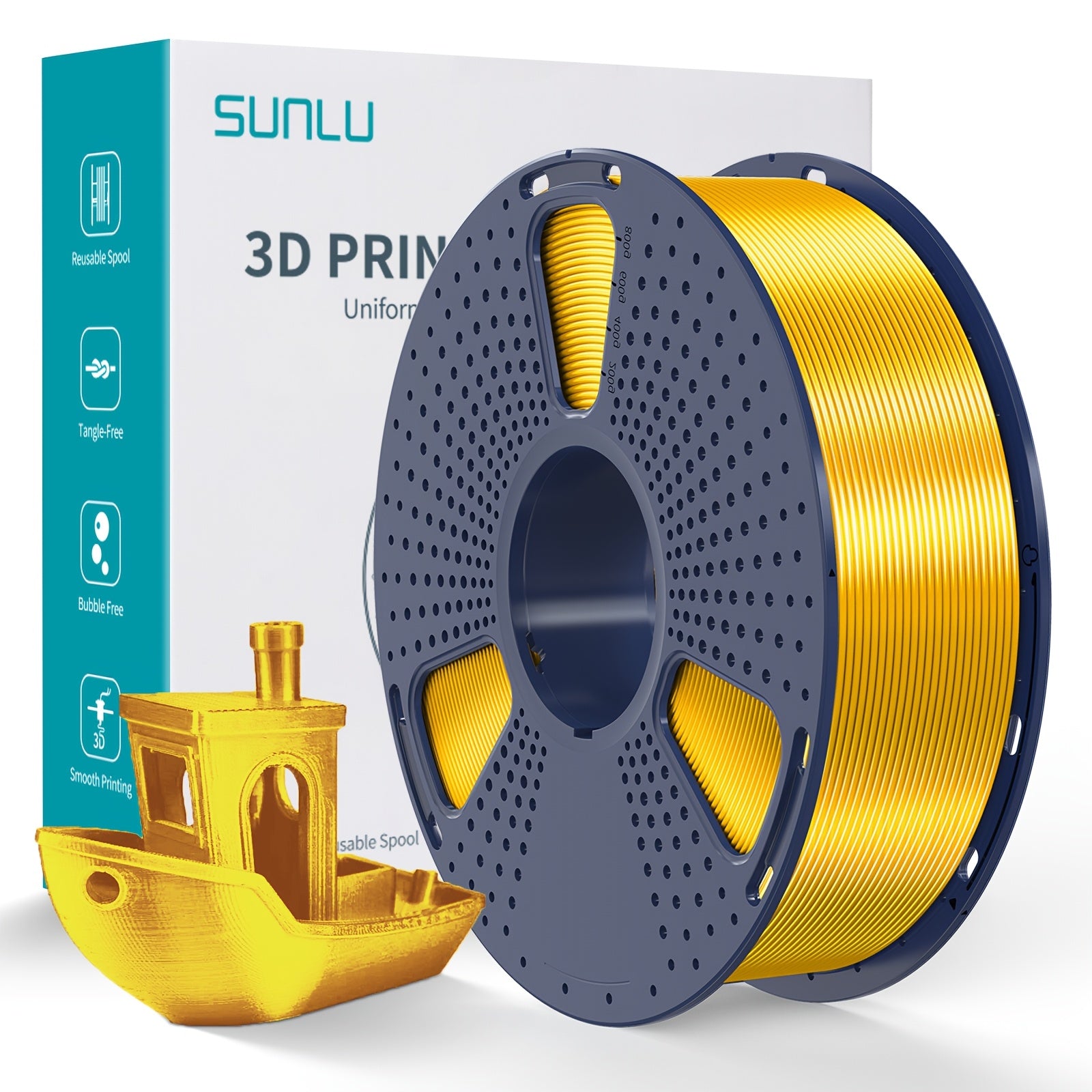 1kg Shiny PLA 3D Printer Filament 1.75mm Light Golden Silk Surface